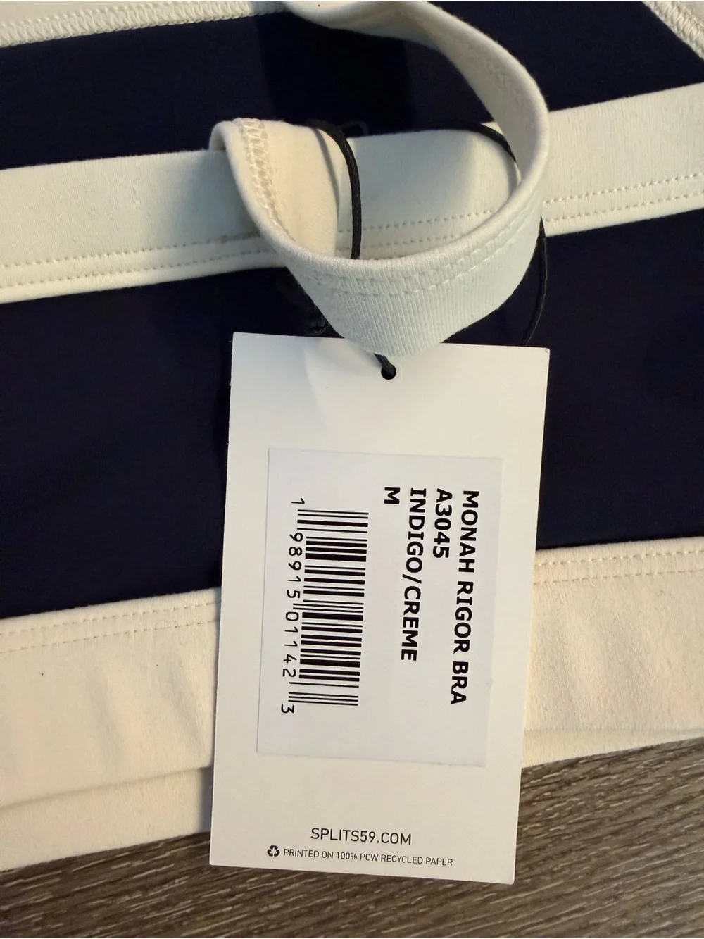 Splits59 NWT MONAH RIGOR BRA INDIGO/CREAM NWT SIZE MEDIUM - Picture 6 of 6